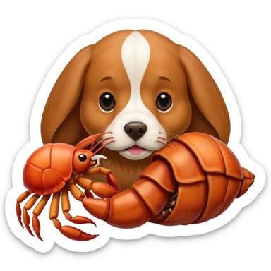 Dog with hermit crab sticker