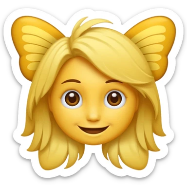 Emoji sourire avec un nœud papillon dans les cheveux sticker