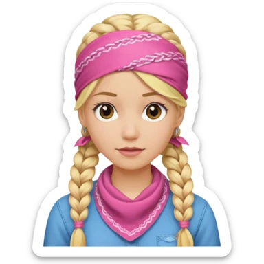 blonde woman with braids and a pink bandana sticker