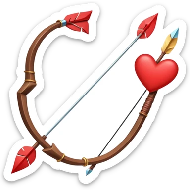 red bow and arrow with hearts sticker