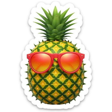 Fruit with Sunglasses, apple, lemon, orange, pineapple.  sticker