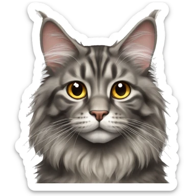 Maine coon cat fluffy tabby grey  sticker