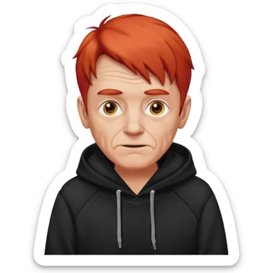 old manwith red hair and black hoodie sticker