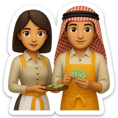 Add a traditional Arab headscarf (keffiyeh) to the man in the emoji style. Keep the style consistent with emoji style and no background (transparent). sticker