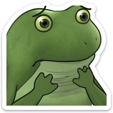 an amazed bufo frog, hands on cheeks, big eyes, comic style sticker