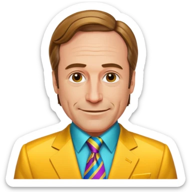 Design Saul Goodman in a flashy suit with colorful tie & confident smile. sticker