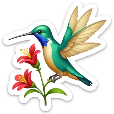 Un colibrí en una flor sticker