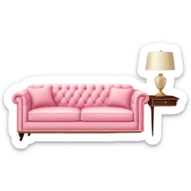 Living room in the of Powder Pink  color vintage glamour style sticker