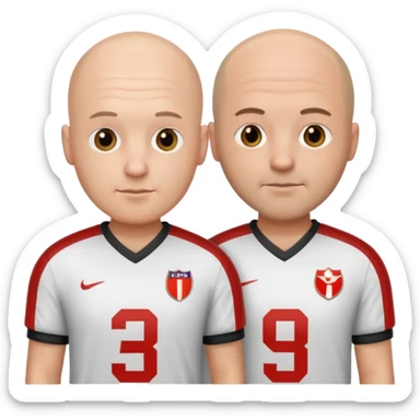 Two bald guys wearing football jerseys sticker