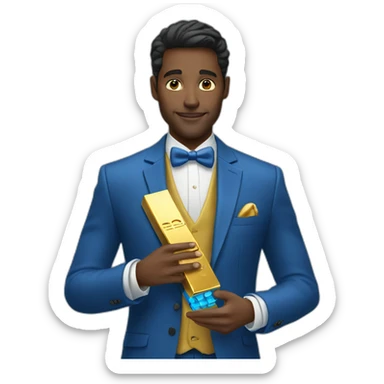 Posh-man-with-blue-suit-offering-goldbar sticker