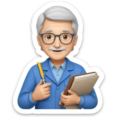 A wise old engineer with warm smile, blueprint rolled under his arm.
 sticker