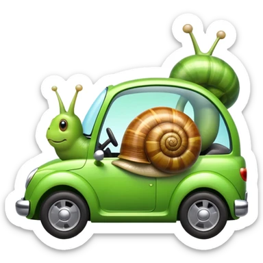 caracol montado en un coche sticker