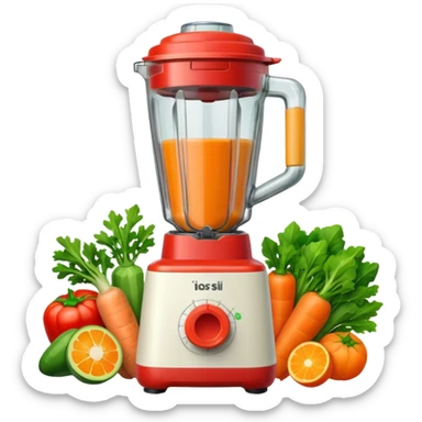 a blender with vegetables sticker