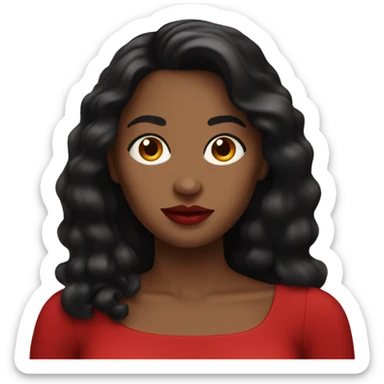 Woman dark hair red lips red body dress sticker