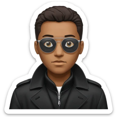 black man in black trenchcoat and matrix sunglasses sticker