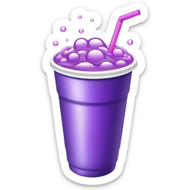 Double styrofoam cup overflowing with purple soda sticker