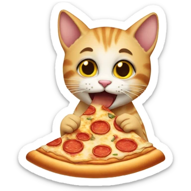 Cat eating pizza sticker