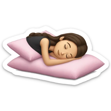 Brunette girl sleeping, pink pillow sticker