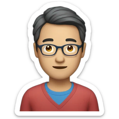 Chinese man with glasses and bleu shirt sticker