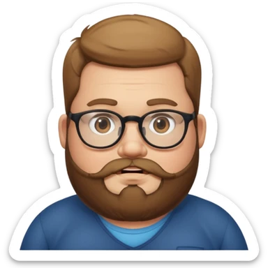 I want an emoji of a chubby person with glasses and a beard sticker