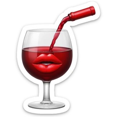 Cup of wine with a kiss mark sticker