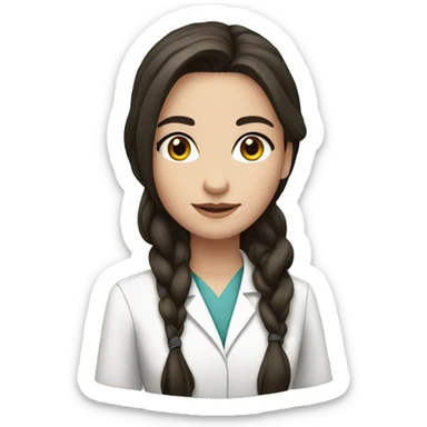 Pretty brunette long hair doctor, fairest skin, black eyes sticker