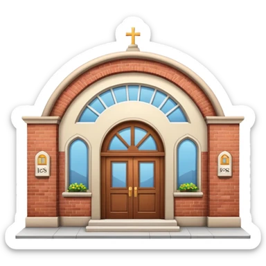 Community center building with a welcome sign sticker