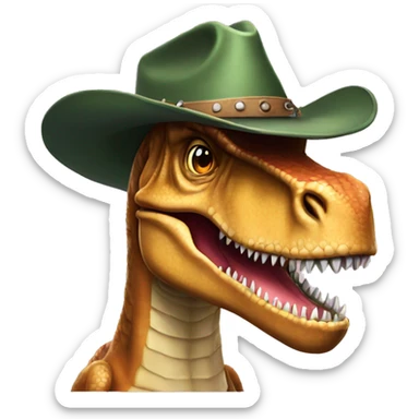 tyrannosaurus rex with a cowboy hat sticker
