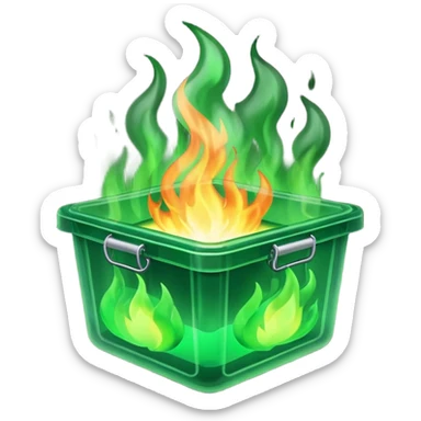 green fire in flat container sticker