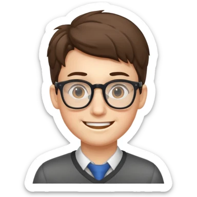 Nerdy boy with glasses sticker