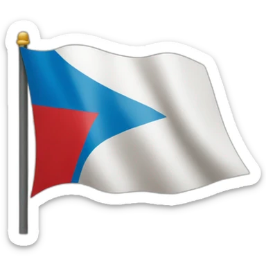 Yemen flag with blue triangle on the left and red star sticker