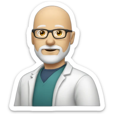 bald white man with a beard around 50yo with glasses on the head sticker