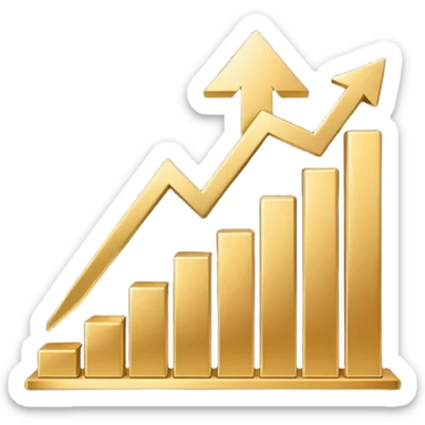 Create an  emoji that represents a stock/share, combining a clean upward-trending chart, a minimal financial symbol, and a confident growth vibe, using simple shapes, smooth gradients, and the polished. sticker