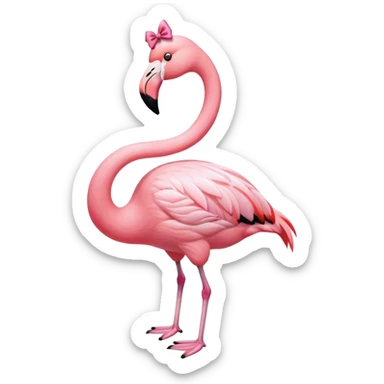 Cute pink flamingo with a pink bow sitting down sticker