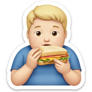 Fat boy eating a sandwich sticker