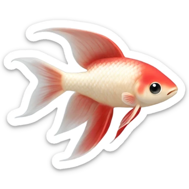 Short fins please!!!! Betta fish female with short red fins and a light beige body  sticker