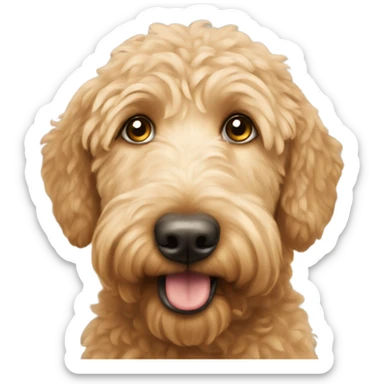 Golden doodle with hearts on its eyes sticker