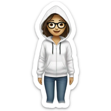 White Filipina hoodie with glasses happy sticker