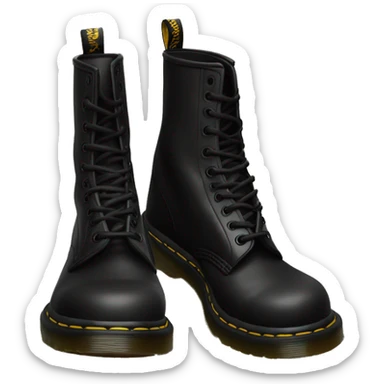 Realistic pair of black Dr.Martens Jaddon boots facing forward.  sticker