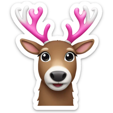 Reindeer with pink bow sticker