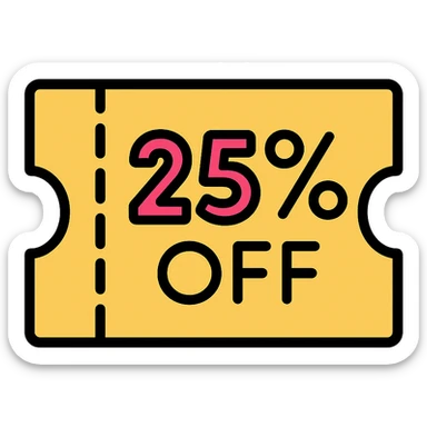 25% off discount ticket sticker