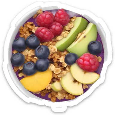 Açaí bowl with fruit granola and honey sticker