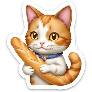 Cat holding baguette  sticker