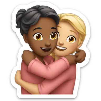 Hug two girlfriends sticker