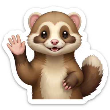 happy ferret waving sticker