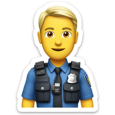 Police office with uk police gear - high vis vest sticker