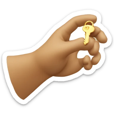 a curved light brown hand with a key floating  over it sticker