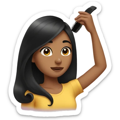 girl with black hair putting on mascara sticker