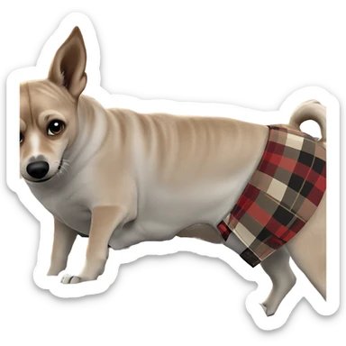 plaid skirt with dog indoors sticker