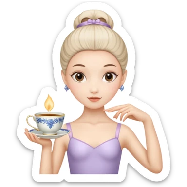 ballerina with a cup head sticker